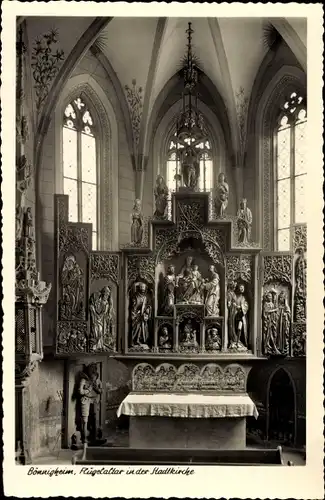 Ak Bönnigheim in Baden Württemberg, Flügelaltar, Stadtkirche, Innenansicht