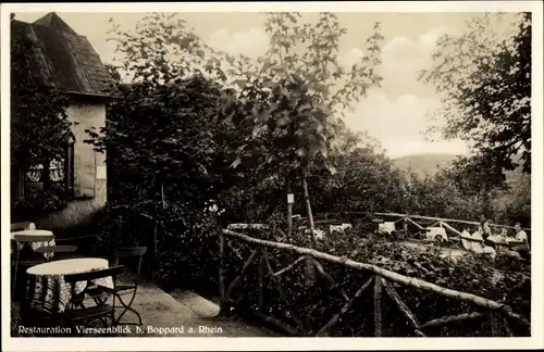 Ak Boppard am Rhein, Restauration Vierseenblick, Terrasse