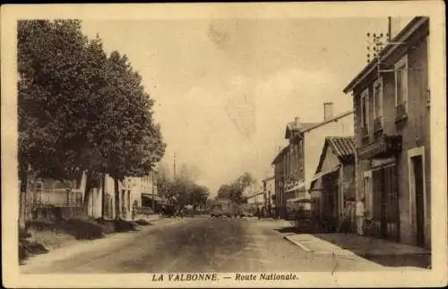 Ak La Valbonne Ain, Route Nationale, Straßenpartie