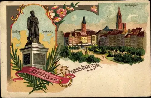 Litho Strasbourg Straßburg Elsass Bas Rhin, Kleberdenkmal, Kleberplatz