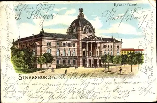 Litho Strasbourg Straßburg Elsass Bas Rhin, Kaiserpalast, Außenansicht