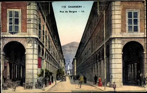 Ak Chambéry Savoie, Rue de Boigne, Straßenpartie