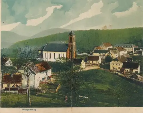 Klapp Ak Wangenbourg Wangenburg Elsass Bas Rhin, Teilansicht vom Ort, Kirche