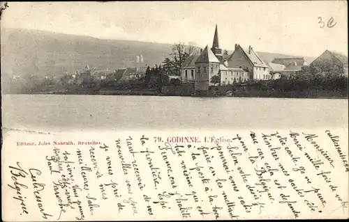 Ak Godinne Yvoir Wallonien Namur, L'Église, Panorama