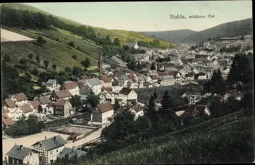 Ak Ruhla in Westthüringen, Mittlerer Ort, Totalansicht vom Ort