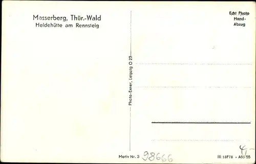 Ak Masserberg im Thüringer Schiefergebirge, Heidehütte am Rennsteig