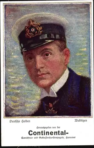 Künstler Ak Otto Weddigen, Marineoffizier, Kapitänleutnant, Continental Reklame