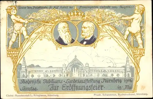 Litho Nürnberg in Mittelfranken Bayern, Landesausstellung 1906, Prinzregent Luitpold von Bayern