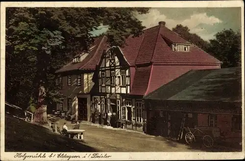 Ak Eldagsen Springe Niedersachsen, Holzmühle von Ernst Daeves, Gastwirtschaft, Wagen