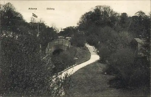 Ak Hamburg, Elbberg, Brücke, Ufer, Parkanlage