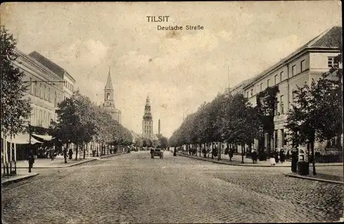 Ak Sowjetsk Tilsit Ostpreußen, Deutsche Straße, Straßenpartie