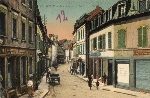 Ak Bitche Bitsch Lothringen Moselle, Rue du Maréchal Foch, Boulangerie Alphonse Dehmel