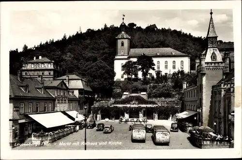 Ak Leutenberg in Thüringen, Markt mit Rathaus und Kirche, Panorama