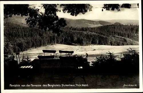 Ak Vesser Suhl in Thüringen, Fernblick, Terrasse des Berghotels Stutenhaus