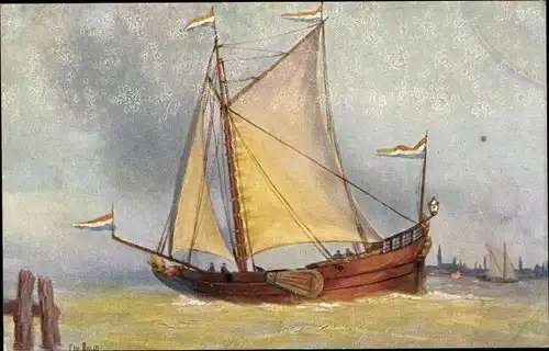 Künstler Ak Rave, Chr., Marine Galerie 183, Holländische Jacht, 18. Jahrhundert