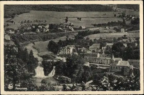 Ak Coo Stavelot Wallonien Lüttich, Panorama, Fluss, Brücke