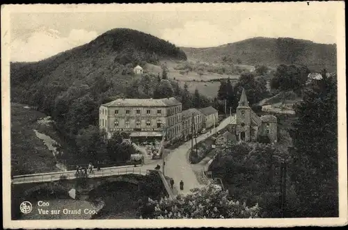 Ak Coo Stavelot Wallonien Lüttich, Vue sur Grand Coo, Grand Hôtel de la Cascade, Kirche