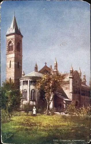 Künstler Ak Cawnpore Indien, The Church, Kirche, Tuck 7234