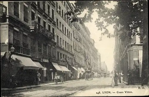 Ak Lyon Rhône, Cours Vitton, Straßenpartie