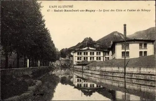 Ak Saint Rambert en Bugey Ain, Le Quai des Cités et l'usine de Schapp