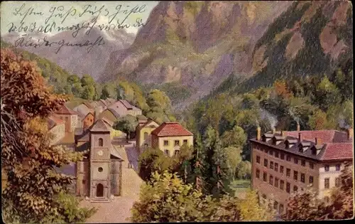 Künstler Ak Eaux Chaudes Pyrénées Atlantiques, Ortschaft