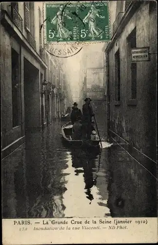 Ak Paris, La Grande Crue de la Seine, Janvier 1910, Inondation de la Rue Visconti