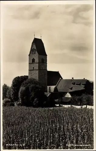Ak Hagnau am Bodensee, Blick zur Kirche