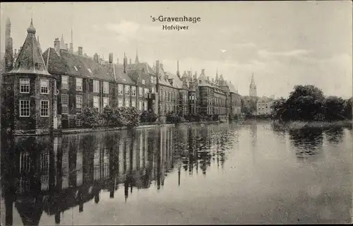 Ak 's Gravenhage Den Haag Südholland, Hofvijver, Hofteich, Schlossweiher, Wasserspiegelung