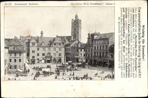 Ak Darmstadt in Hessen, Marktleben am Rathaus
