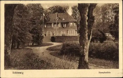 Ak Schleswig an der Schlei, Stampfmühle, Gartenpartie