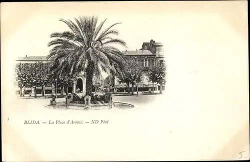Ak Blida Algerien, La Place d'Armes, Platzpartie, ND. Phot. 3