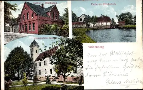 Ak Vinnenberg Milte Warendorf in Westfalen, Gasthof J. Horstmann, Mühlenkolk, Benediktinerkloster