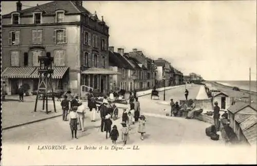 Ak Langrune Calvados, La Brèche et la Digue