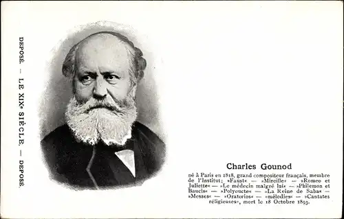 Ak Charles Gounod, Compositeur francais, Komponist, Portrait