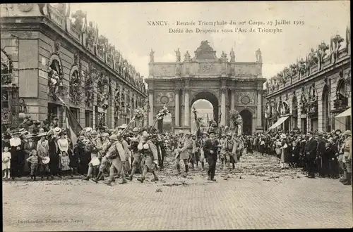 Ak Nancy Meurthe et Moselle Lothringen, Rentrée Triomphale du 20e Corps, 27 Juillet 1919