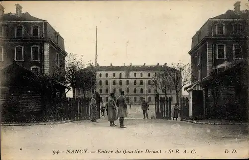 Ak Nancy Meurthe et Moselle Lothringen, Entrée du Quartier Drouot, 8e RAC