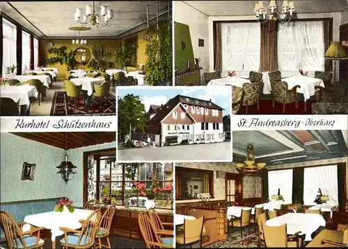 Ak St. Andreasberg Braunlage im Harz, Kurhotel Schützenhaus, Inhaber Karl Horn, Innenansichten