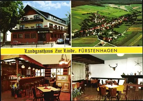 Ak Fürstenhagen Uslar in Niedersachsen, Landgasthaus Zur Linde, Walter Ackerhans, Fliegeraufnahme