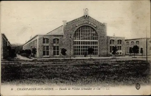 Ak Champagne sur Seine et Marne, Facade de l'Usine Schneider et Cie.