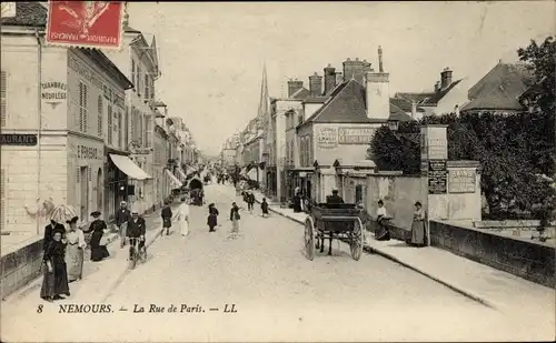 Ak Nemours Seine et Marne, La Rue de Paris