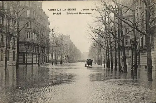 Ak Paris, Crue, Janvier 1910, Boulevard Haussmann