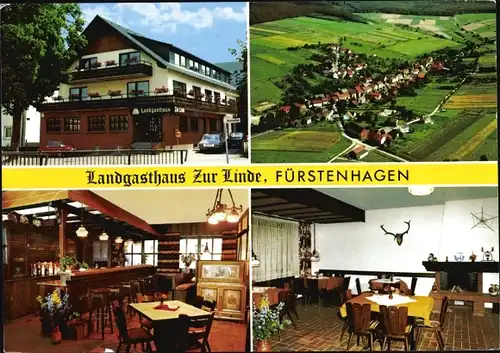 Ak Fürstenhagen Uslar in Niedersachsen, Landgasthaus Zur Linde, Fliegeraufnahme