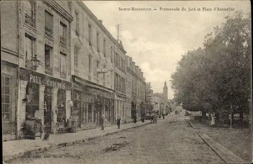 Ak Sainte Menehould Marne, Promenade du Jard et Place d'Austerlitz