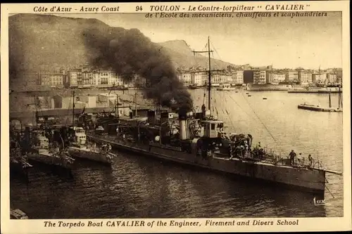 Ak Toulon Var, Französische Kriegsschiffe, Contre torpilleur Cavalier