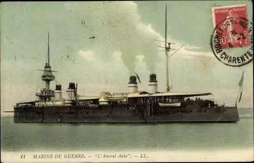 Ak Französisches Kriegsschiff, L'Amiral Aube, Marine Militaire Francaise