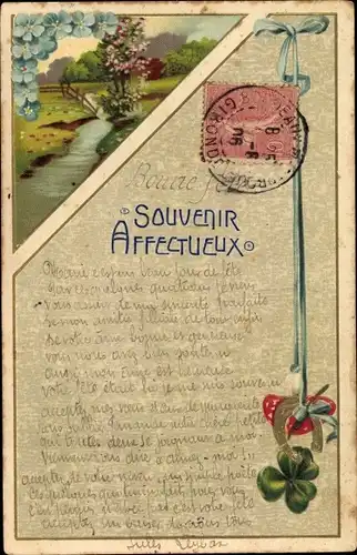 Präge Litho Souvenir Affectueux, Glückwunsch, Kitsch