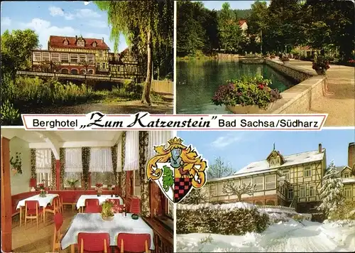 Wappen Ak Bad Sachsa in Niedersachsen, Berghotel Zum Katzenstein, Inhaber M. Lückmann