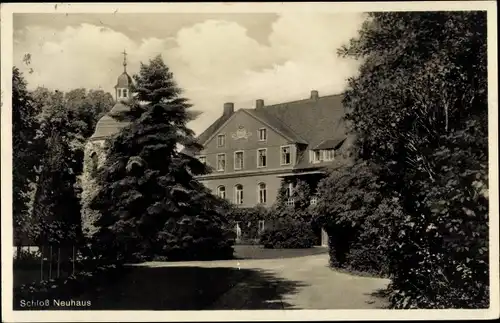 Ak Neuhaus Giekau in Schleswig Holstein, Schloss Neuhaus, Parkansicht