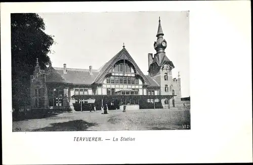 Ak Tervueren Flämisch Brabant, La Station, Bahnhof, Straßenseite