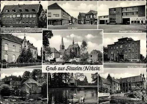 Ak Straelen am Niederrhein, Rhein. Lehranstalt, Am Markt, Erzeuger Versteigerung, Josefshaus